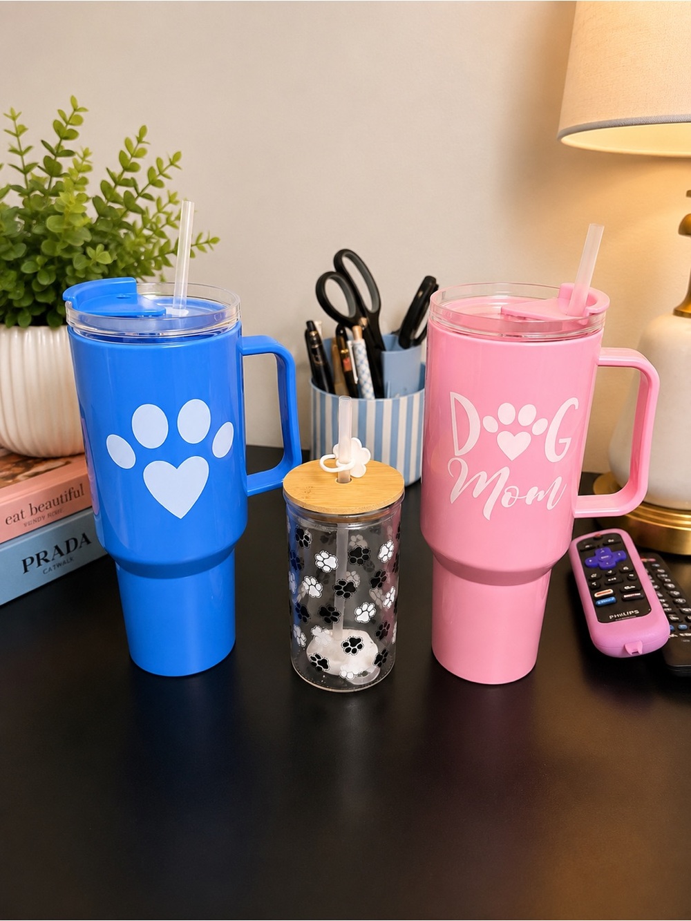 Dog Mom and Paw Print Tumbler Set Bundle. 3 pieces all Brand new.